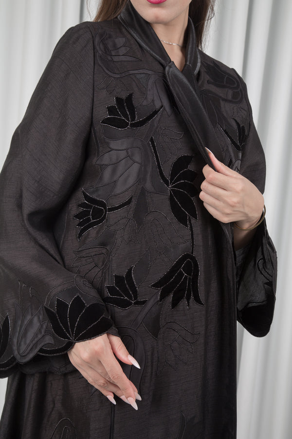 OP SHAN COAT KNITTED FLOWER