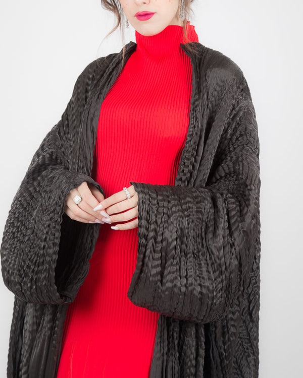 PLEATED BLACK SILK