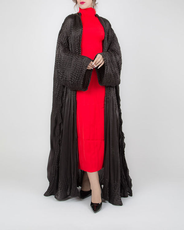PLEATED BLACK SILK