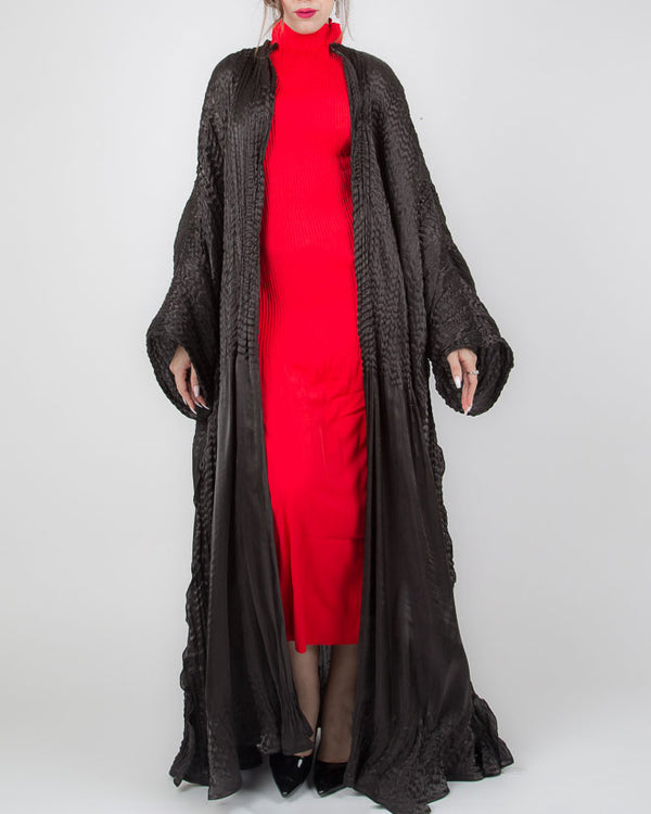 PLEATED BLACK SILK
