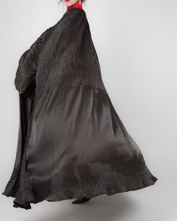 PLEATED BLACK SILK