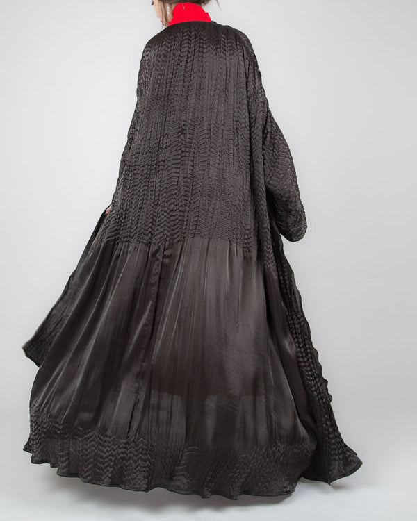 PLEATED BLACK SILK