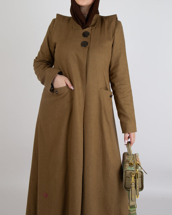 SR-JU25BCO-NCE026 OLIVE LINEN COAT