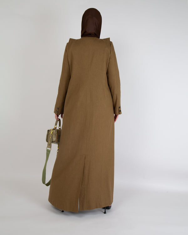 SR-JU25BCO-NCE026 OLIVE LINEN COAT