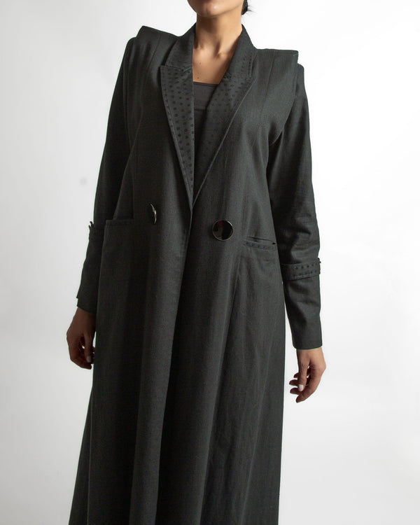 SR-MA25BCO-NCE020-DOTTED LINEN COAT