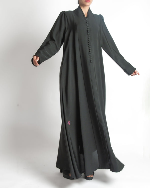 SR-MA24BDA-ESRE017 PLAIN ABAYA IN BUTTONS
