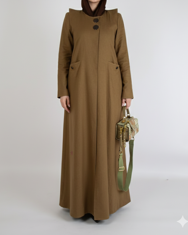 SR-JU25BCO-NCE026 OLIVE LINEN COAT