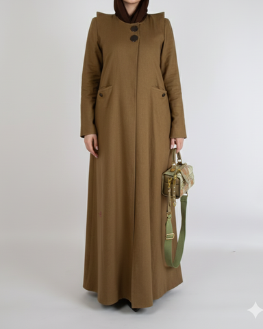 SR-JU25BCO-NCE026 OLIVE LINEN COAT